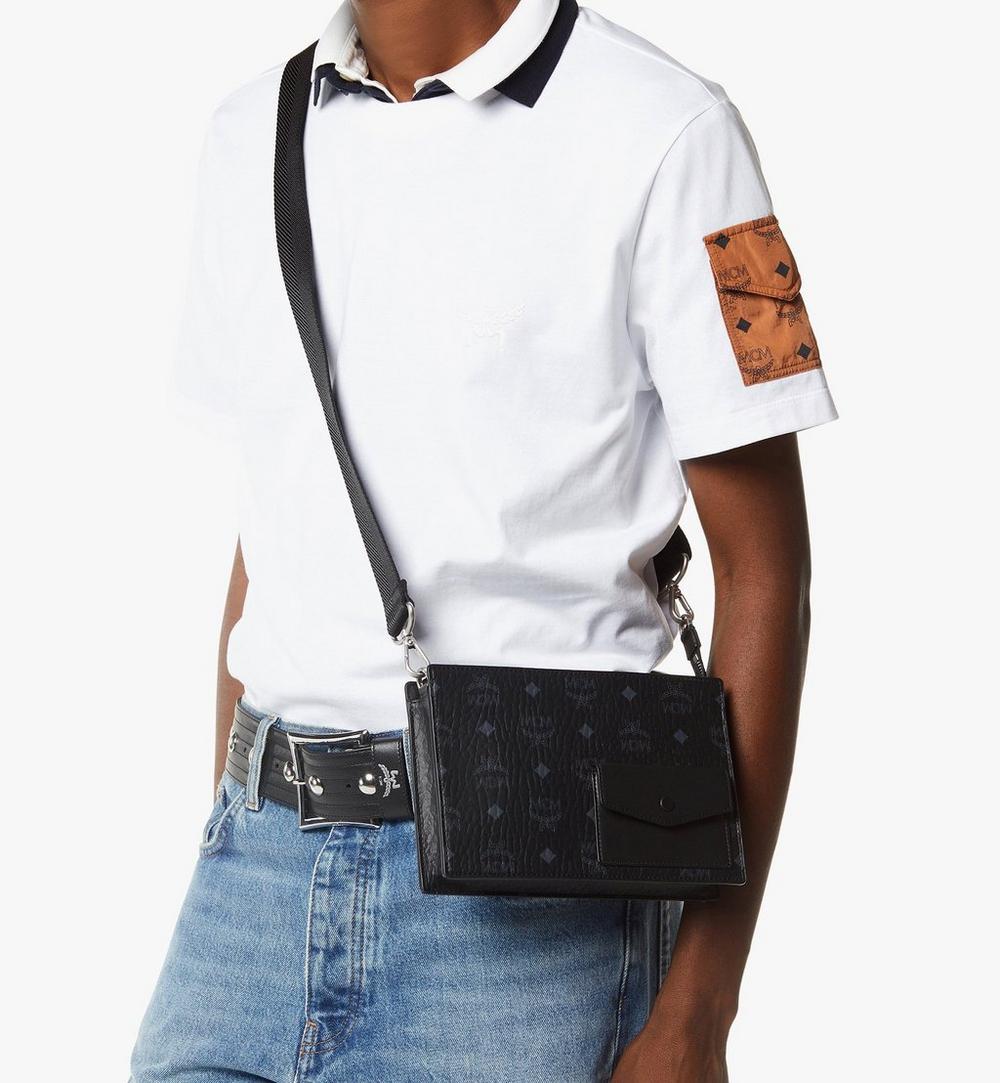 MMRGSTA05BK001-Aren Standing Crossbody Pouch in Visetos|BLACK