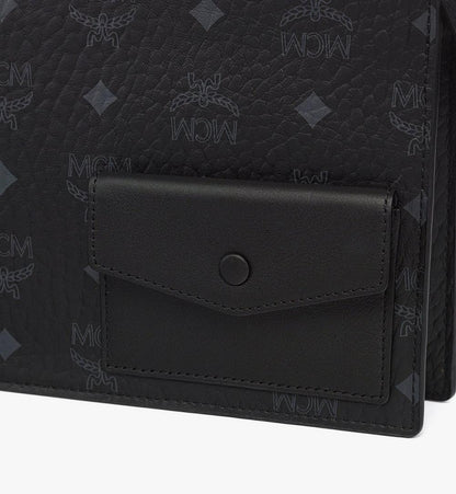 MMRGSTA05BK001-Aren Standing Crossbody Pouch in Visetos|BLACK