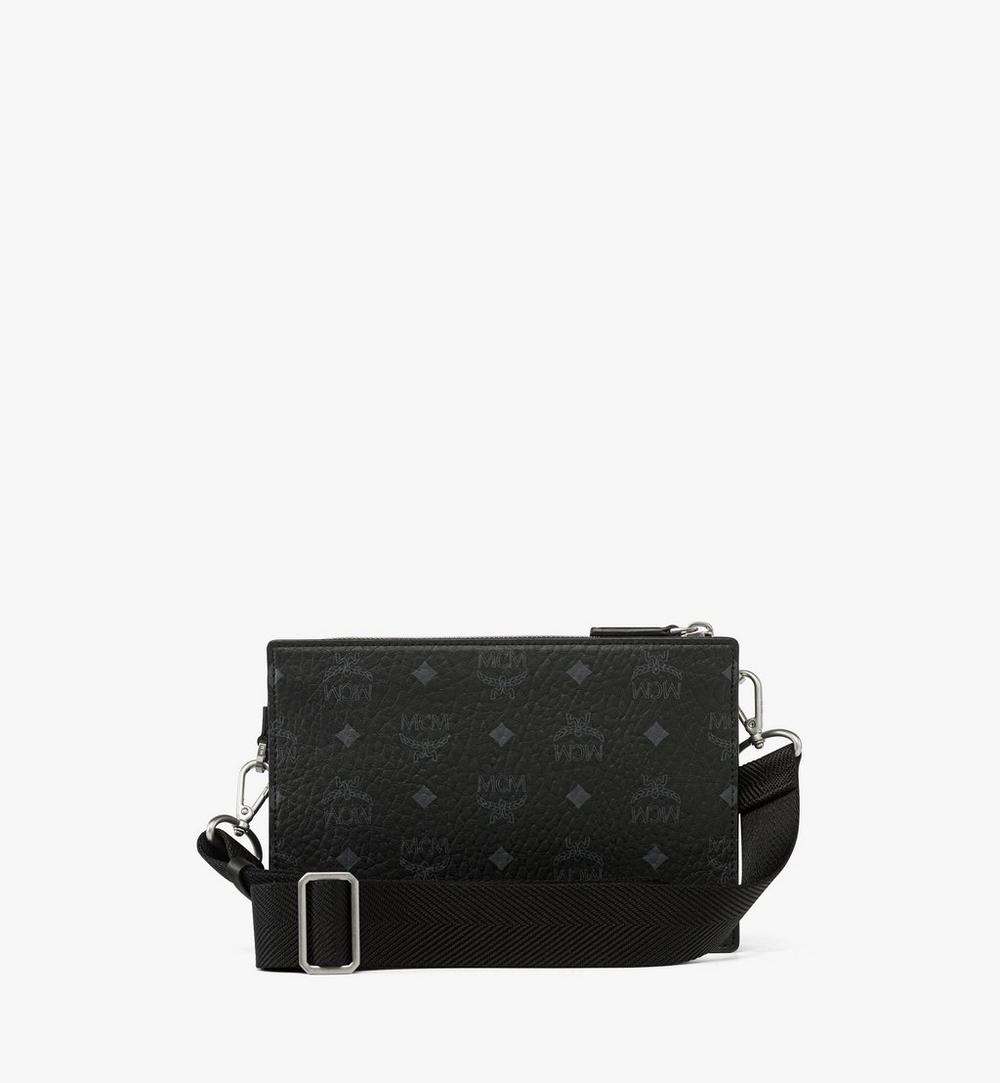 MMRGSTA05BK001-Aren Standing Crossbody Pouch in Visetos|BLACK