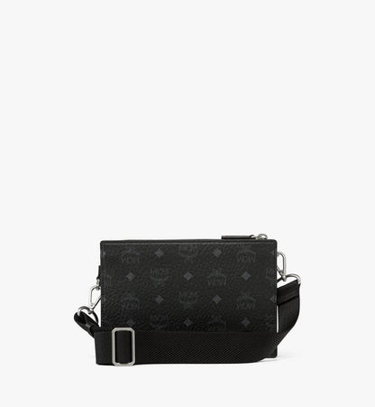 MMRGSTA05BK001-Aren Standing Crossbody Pouch in Visetos|BLACK