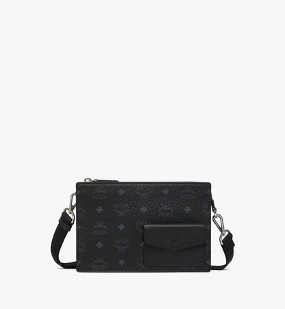 MMRGSTA05BK001-Aren Standing Crossbody Pouch in Visetos|BLACK