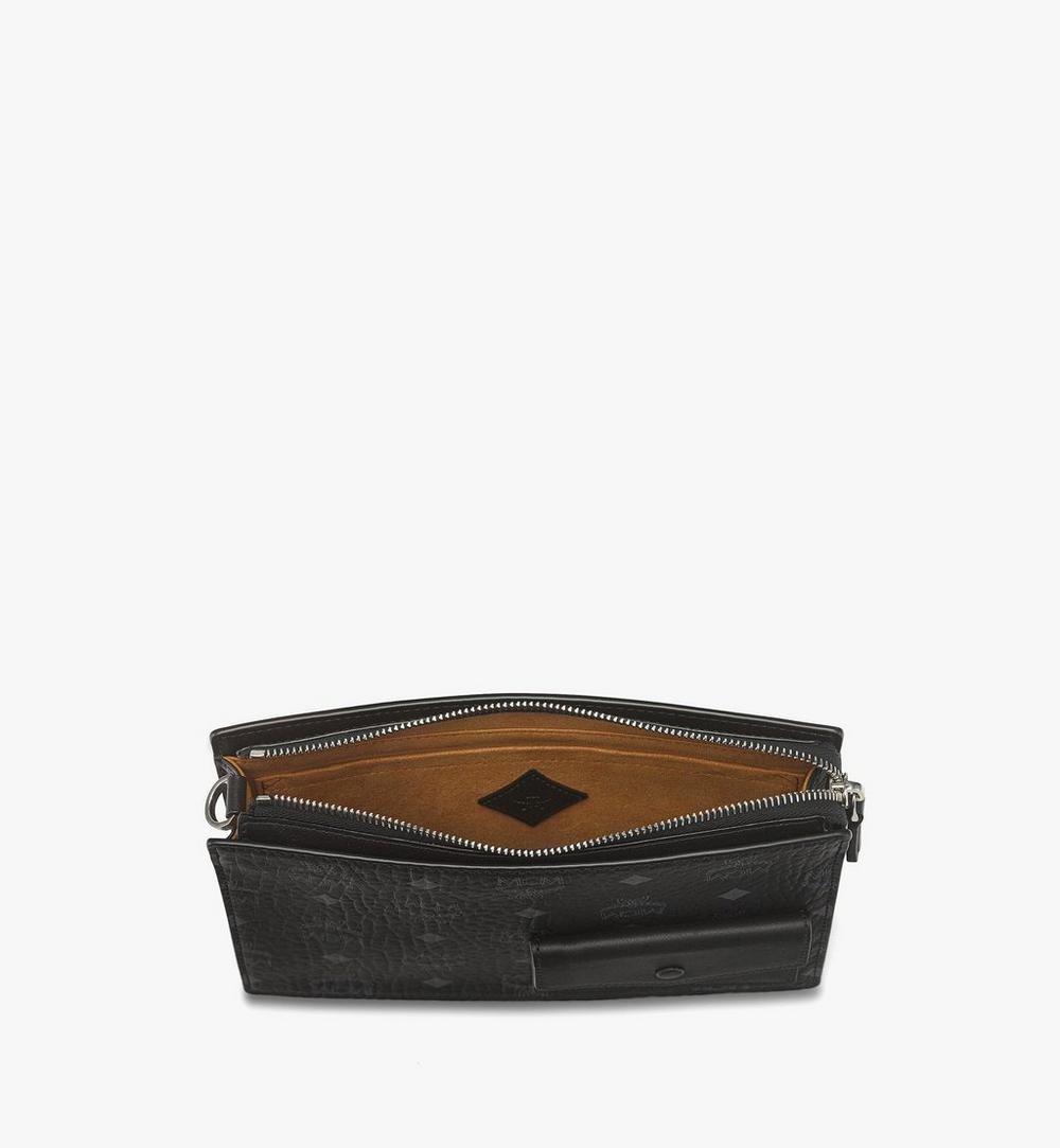 MMRGSTA05BK001-Aren Standing Crossbody Pouch in Visetos|BLACK
