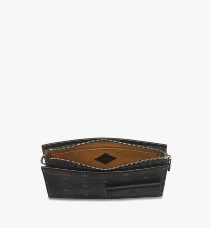 MMRGSTA05BK001-Aren Standing Crossbody Pouch in Visetos|BLACK