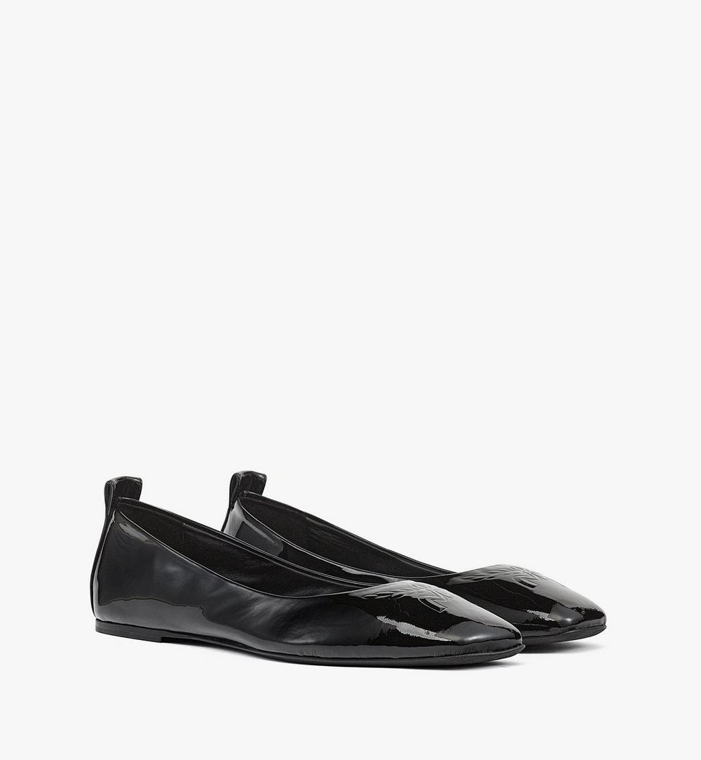 MESFSMM03BK036-Ballerina Shoes in Patent Lamb Leather|BLACK