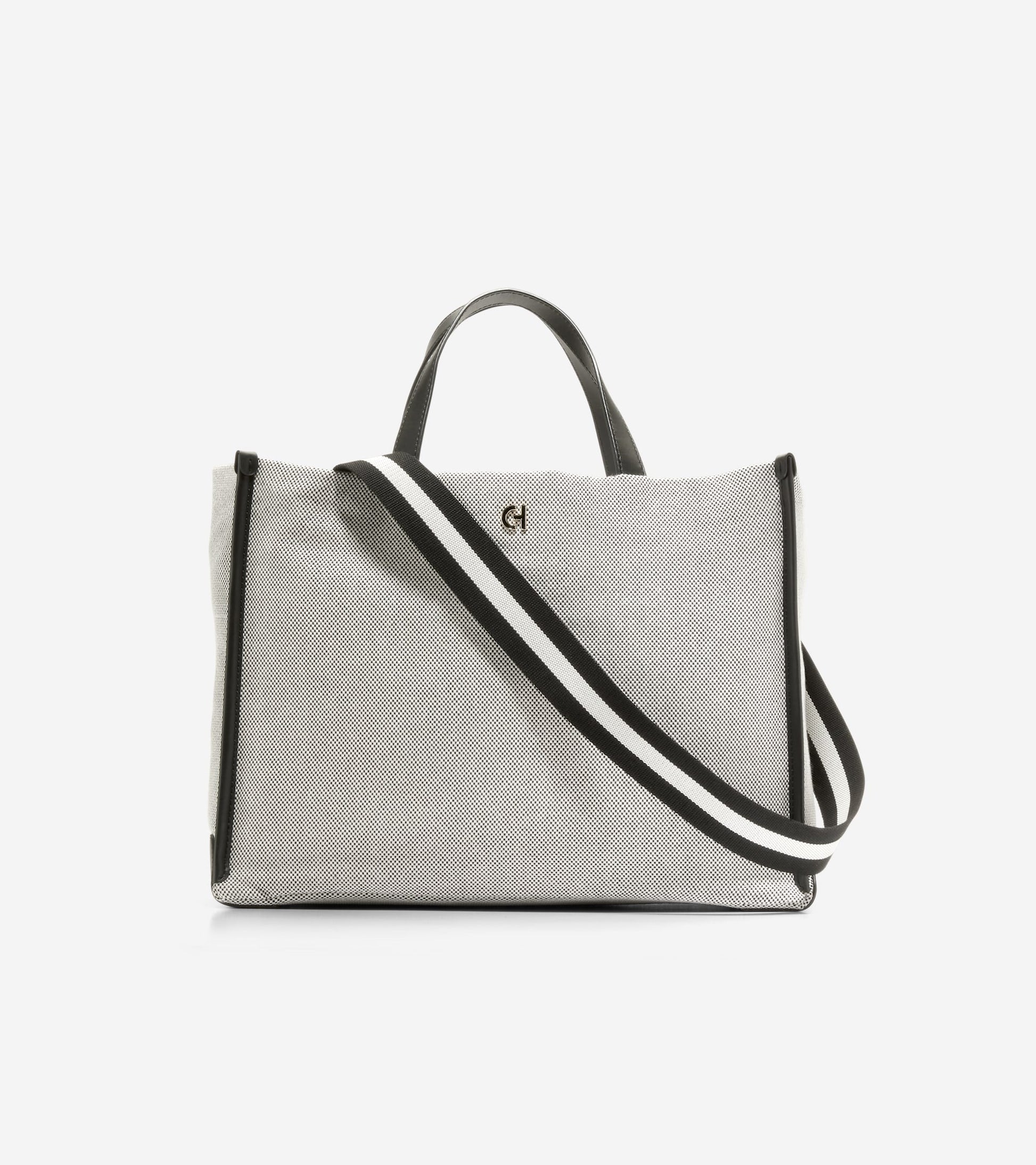 U07660:BLACK-WHITE CANVAS/BLACK TRIM/STRIPED WEBBING:0000