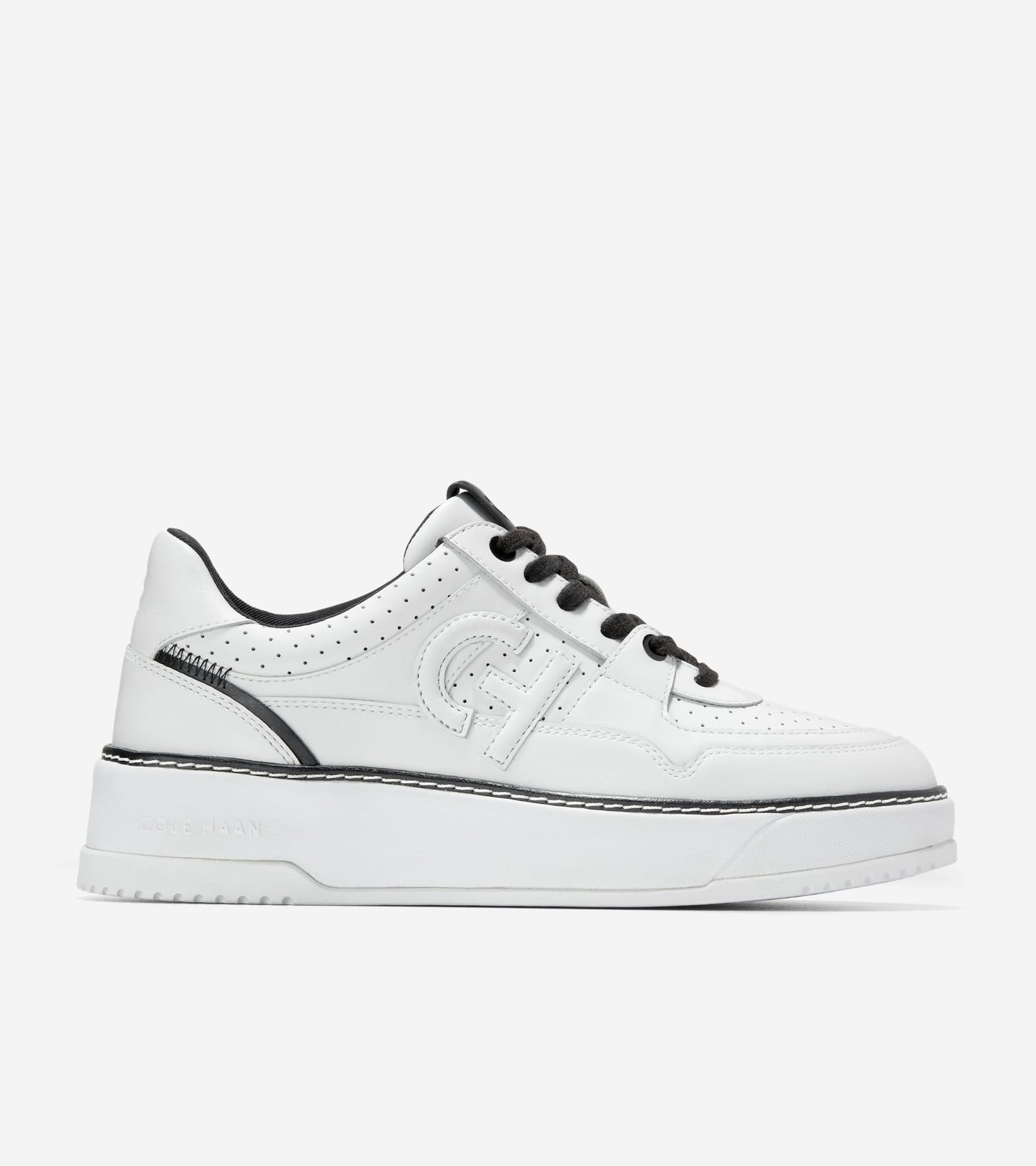 W32839:WHITE PERF LEATHER/BLACK/WHITE