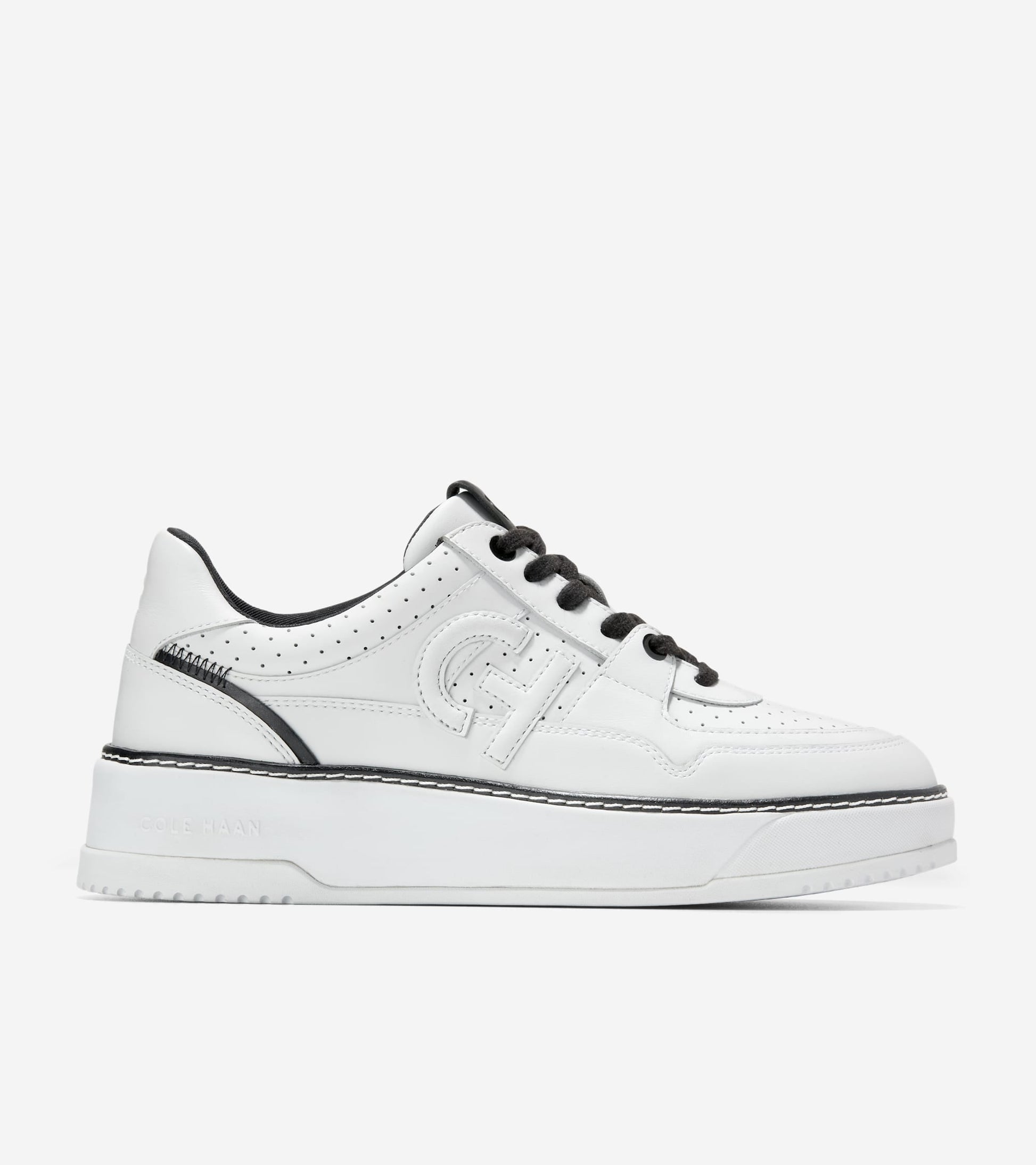 W32839:WHITE PERF LEATHER/BLACK/WHITE