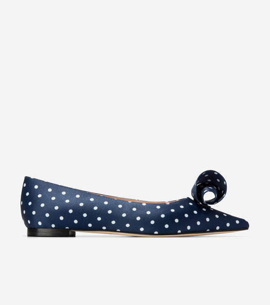 W34318:NAVY/WHITE POLKA DOT PRINT SATIN