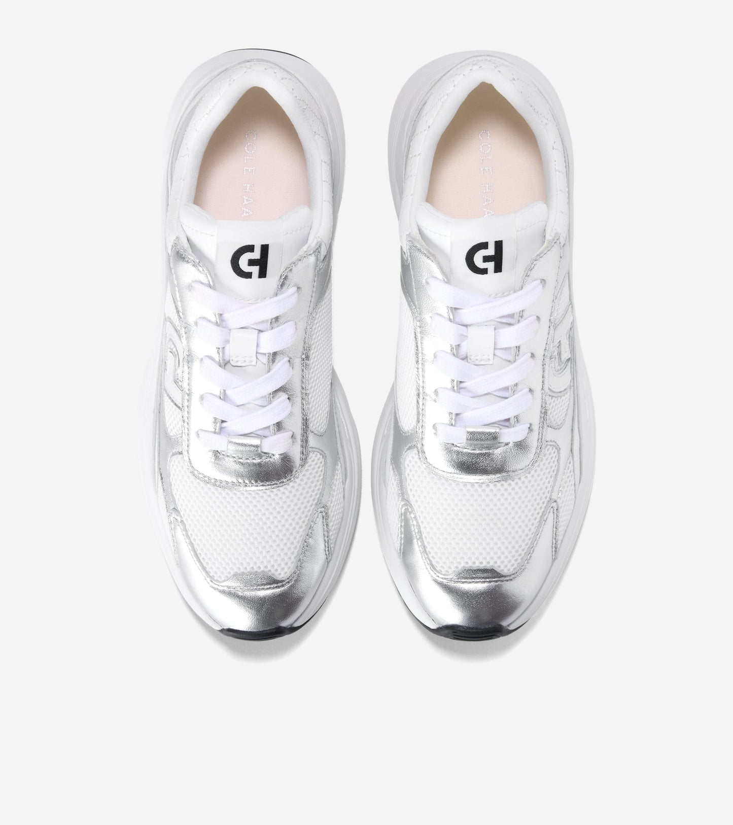 W33840:WHITE MESH/WHITE/SILVER METALLIC LTR