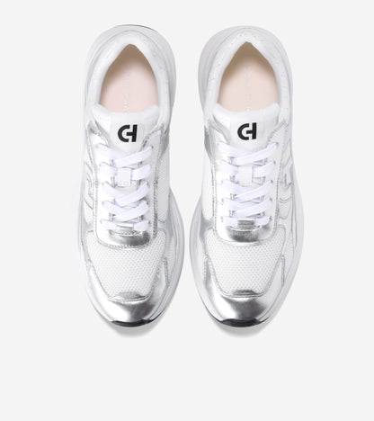 W33840:WHITE MESH/WHITE/SILVER METALLIC LTR