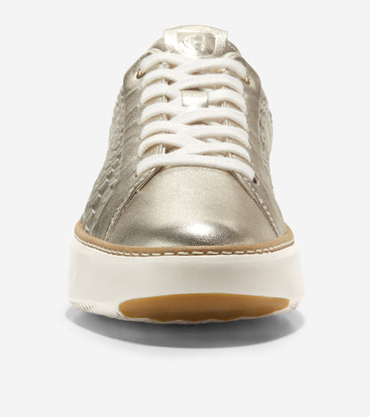 W30308:SOFT GOLD GENEVIEVE WEAVE LEATHER/IVORY