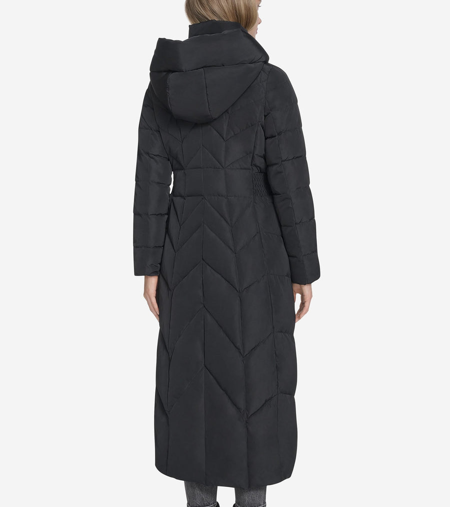 Women's Taffeta Down Coat with Elasticaded Waist Inserts