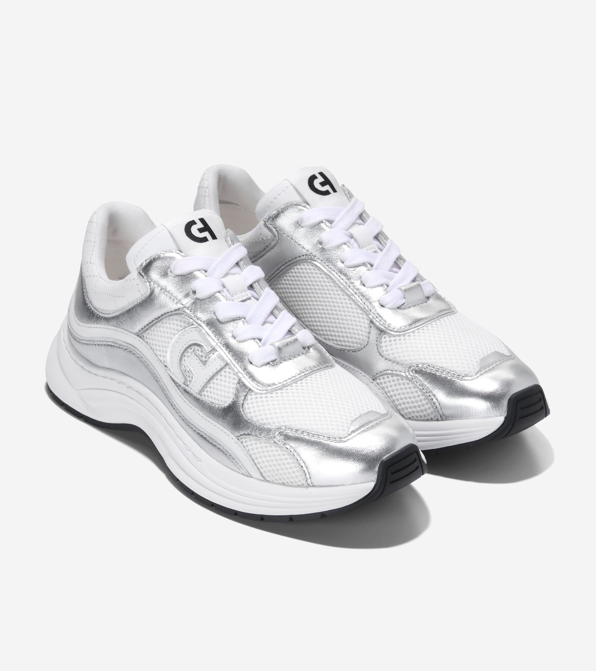 W33840:WHITE MESH/WHITE/SILVER METALLIC LTR