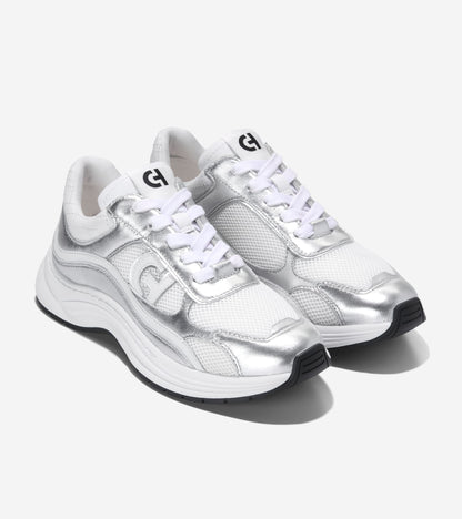 W33840:WHITE MESH/WHITE/SILVER METALLIC LTR