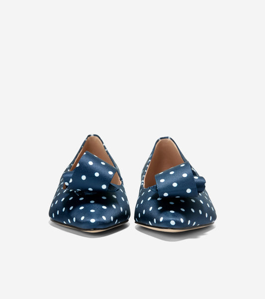 W34318:NAVY/WHITE POLKA DOT PRINT SATIN