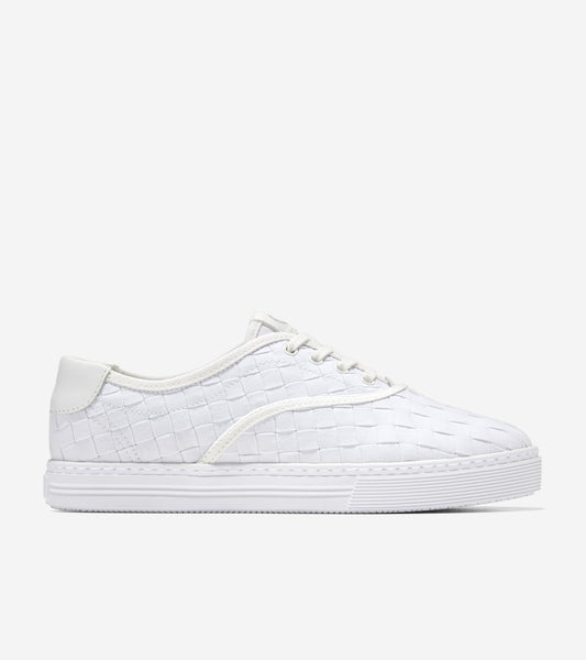 W31966:WHITE WOVEN CANVAS/LEATHER/WHITE