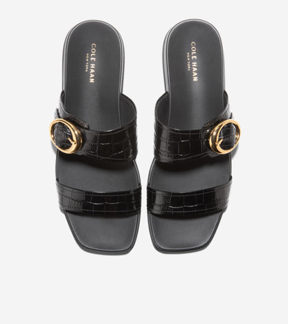 W35351:BLACK CROC PRINT LEATHER