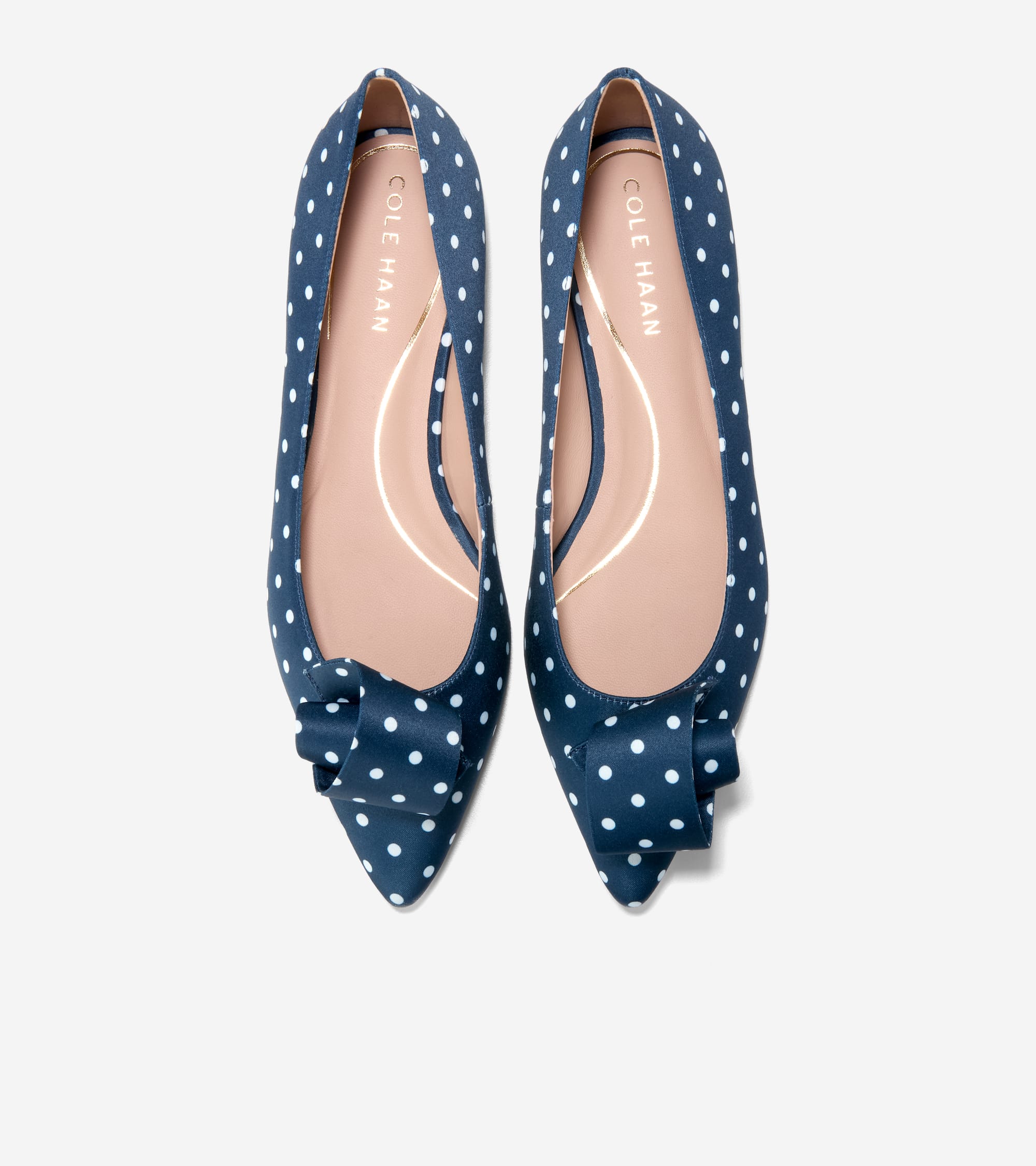 W34318:NAVY/WHITE POLKA DOT PRINT SATIN