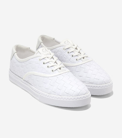 W31966:WHITE WOVEN CANVAS/LEATHER/WHITE