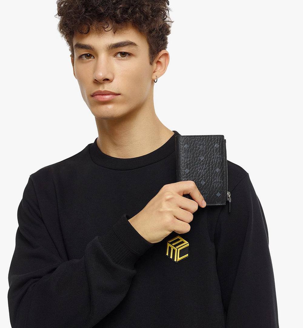 MXSBSVI01BK001-Bifold Zip Card Wallet in Visetos Original|BLACK