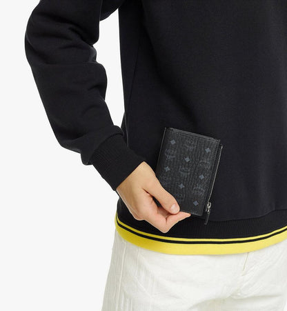 MXSBSVI01BK001-Bifold Zip Card Wallet in Visetos Original|BLACK
