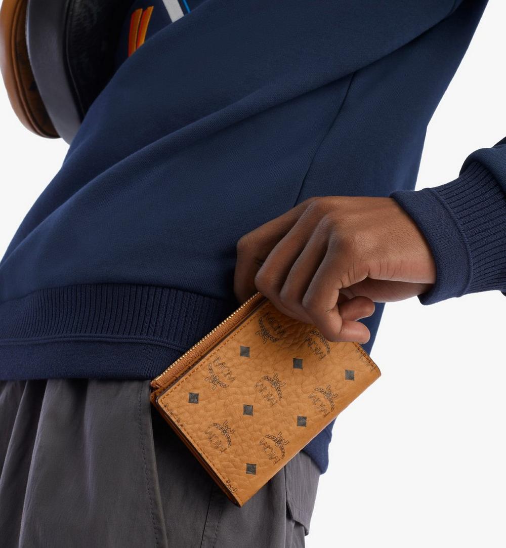 MXSBSVI01CO001-Bifold Zip Card Wallet in Visetos Original|COGNAC