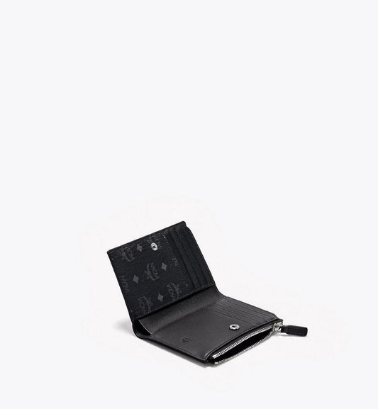 MXSBSVI01BK001-Bifold Zip Card Wallet in Visetos Original|BLACK
