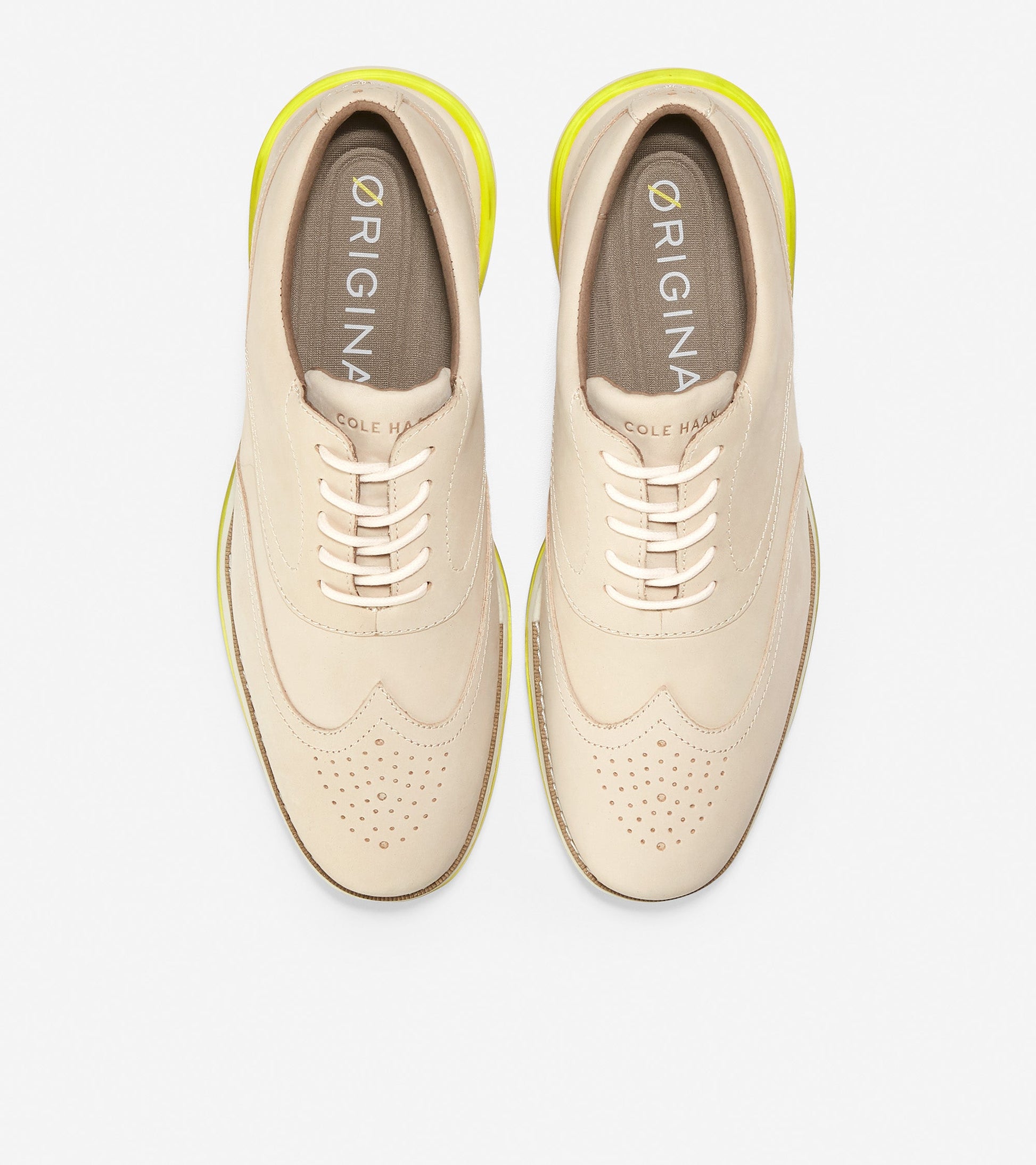 ColeHaan-ØriginalGrand Energy Wingtip Oxford-c33536-Cement-Ivory-Safety Yellow