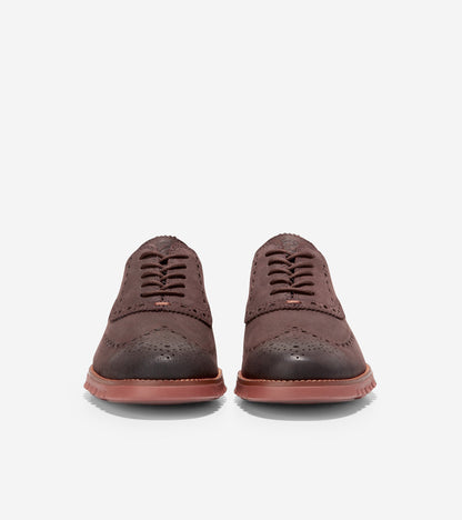 C36194-Men's ZERØGRAND Wingtip Oxford-Dark Chocolate-Burnt Henna