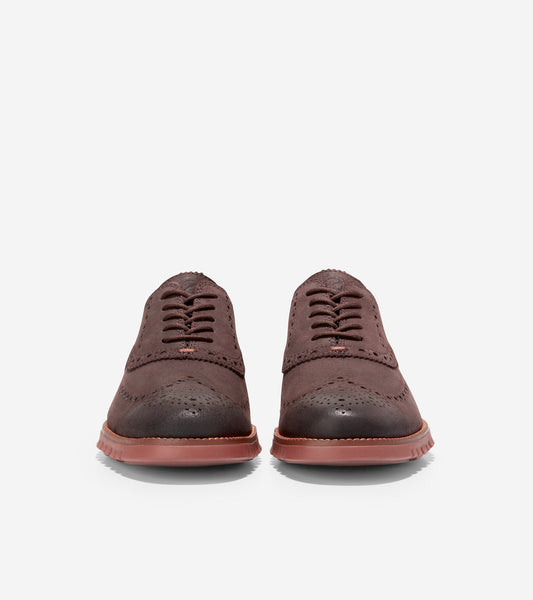 C36194-Men's ZERØGRAND Wingtip Oxford-Dark Chocolate-Burnt Henna