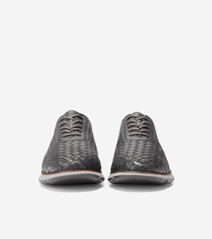 c36525-4.ZERØGRAND Hand-Woven Oxford-Pavement Leather-Titanium