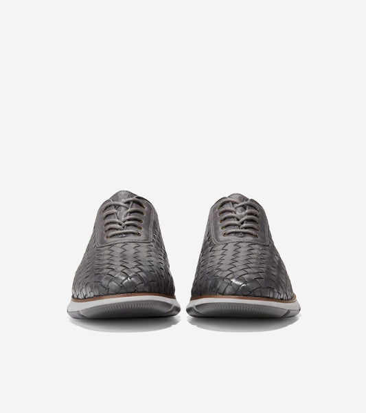c36525-4.ZERØGRAND Hand-Woven Oxford-Pavement Leather-Titanium