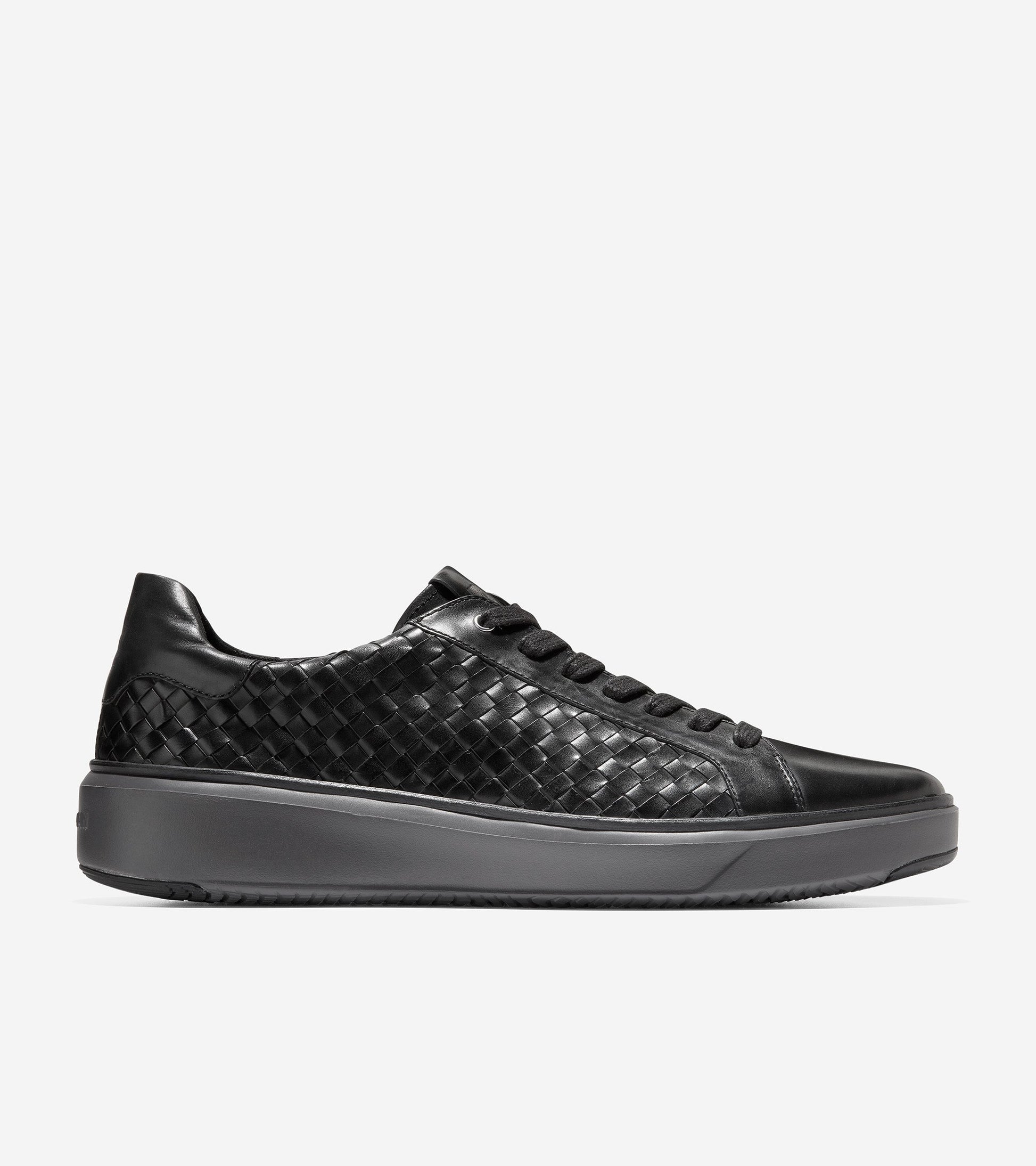 C37128-Men's GrandPrø Topspin Woven Lux Sneaker-Black-Pavement
