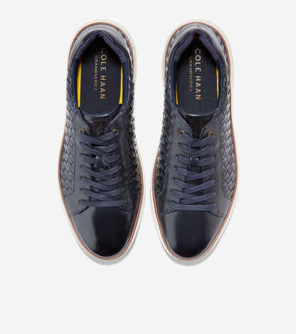 C37130-Men's GrandPrø Topspin Woven Lux Sneaker-Marine Blue-Ivory