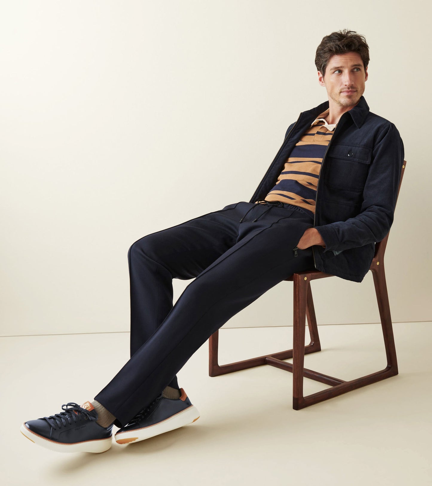 C37158-Men's GrandPrø Topspin Sneaker-Navy Blazer-British Tan