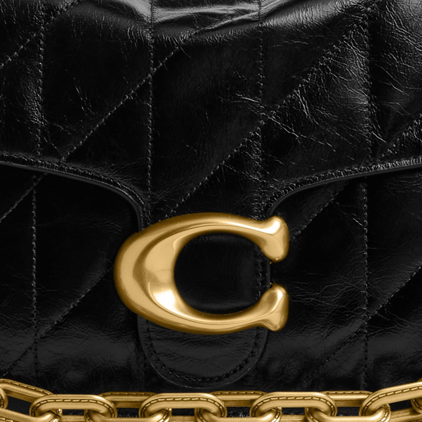 CAF55-Chain Tabby Shoulder Bag with Quilting-B4/Black