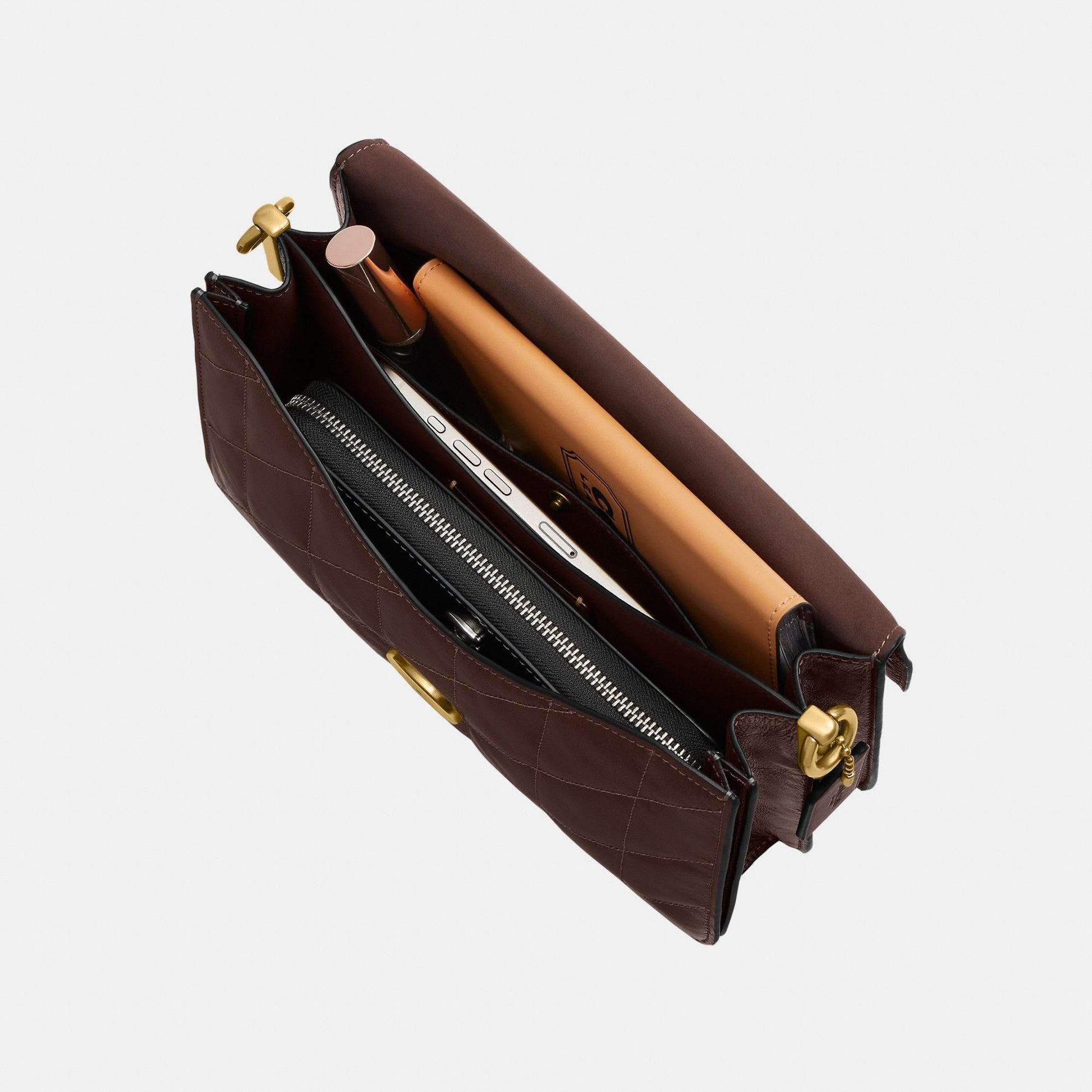 CAF55-Chain Tabby Shoulder Bag with Quilting-B4/Maple