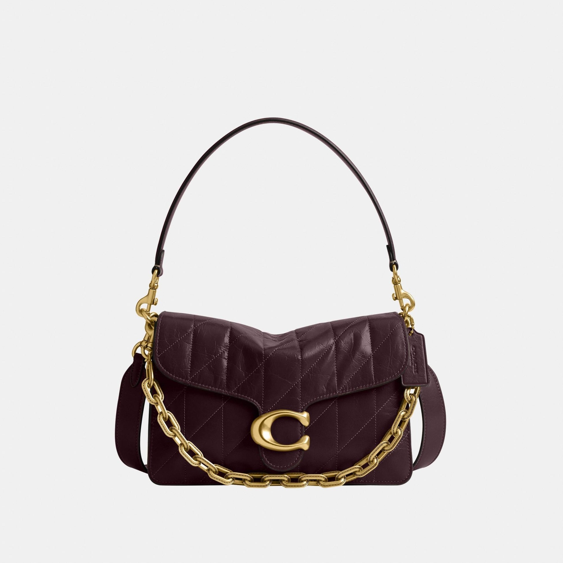 CAF55-Chain Tabby Shoulder Bag with Quilting-B4/Black Currant