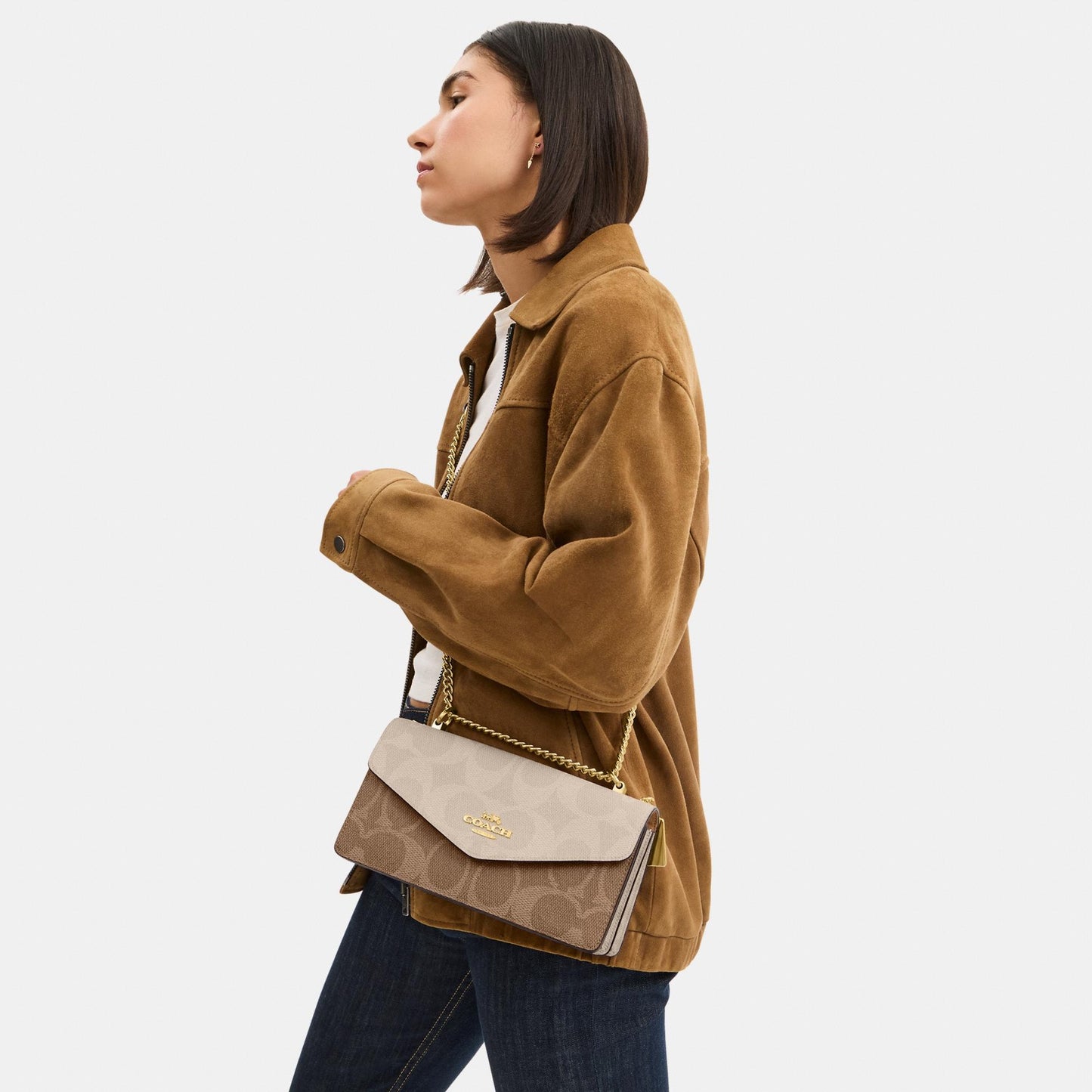 Klare Envelope Crossbody Bag In Blocked Signature Canvas