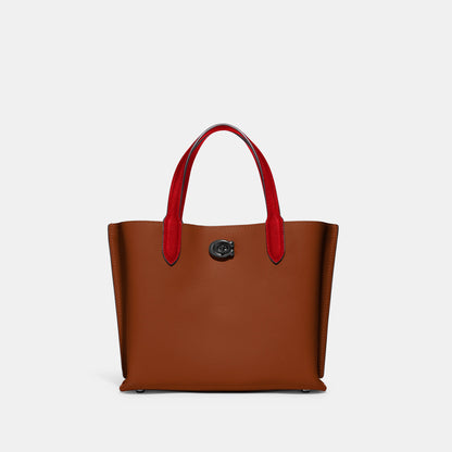 C9092-WILLOW TOTE BAG 24 IN COLORBLOCK WITH SIGNATURE CANVAS INTERIOR-V5/1941 Saddle Multi