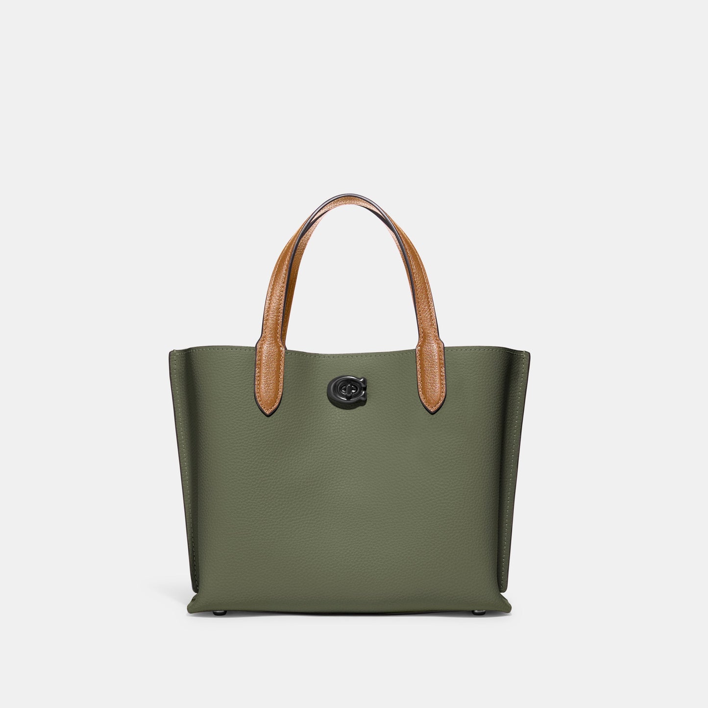 C9092-WILLOW TOTE BAG 24 IN COLORBLOCK WITH SIGNATURE CANVAS INTERIOR-V5/Army Green Multi