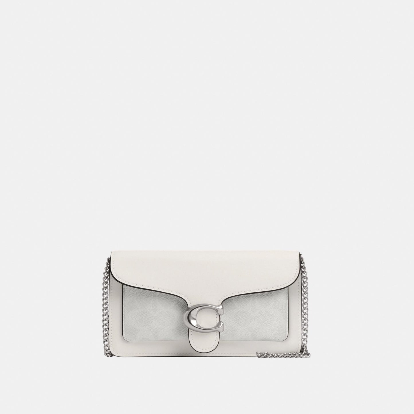 CE774-TABBY CHAIN CLUTCH IN SIGNATURE CANVAS-LH/White Chalk