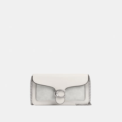 CE774-TABBY CHAIN CLUTCH IN SIGNATURE CANVAS-LH/White Chalk