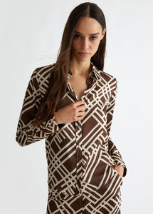 brown geometric print