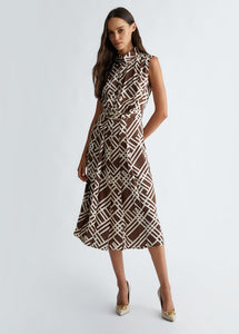 brown geometric print