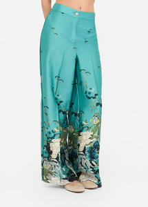azure blue with flowers
