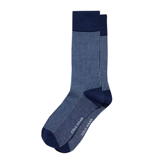 Chm201Dr08002-Men's 1PK Mini Check Dress Crew-Marine Blue