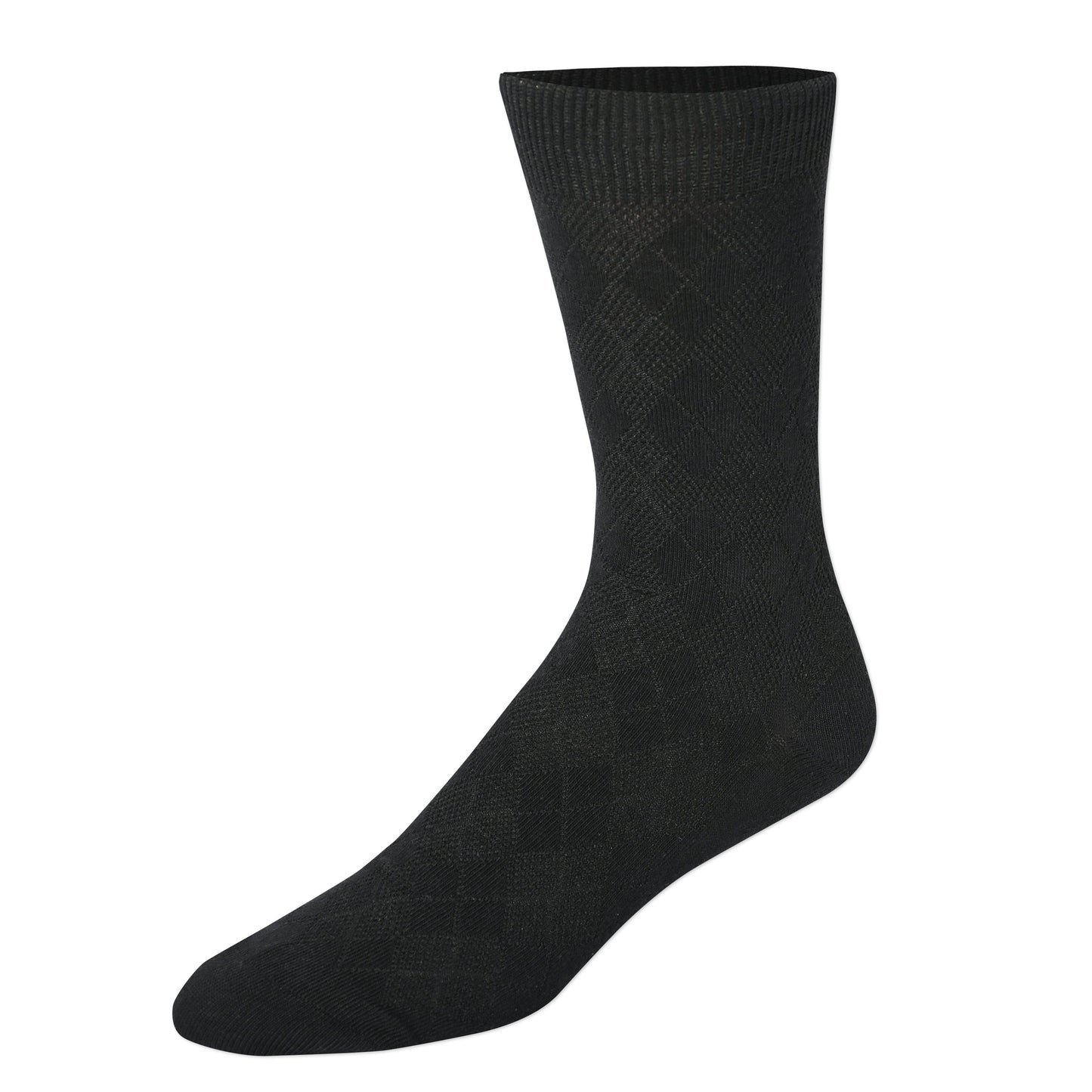 CHM201DR21001-1Pk Textured Argyle Dress Crew-Black