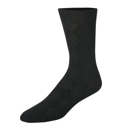 CHM201DR21001-1Pk Textured Argyle Dress Crew-Black