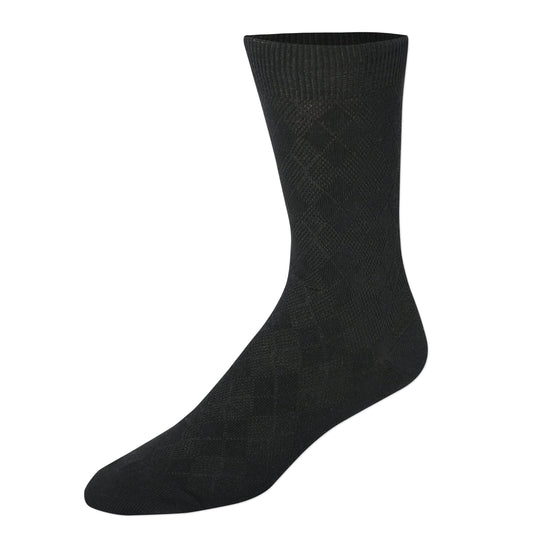 CHM201DR21001-1Pk Textured Argyle Dress Crew-Black